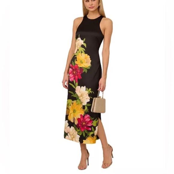 Adrianna Papell Dresses & Skirts - Adrianna by Adrianna Papell Printed Satin Sleeveless Midi Dress Women’s Sz 12